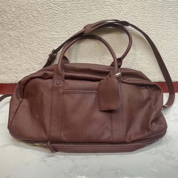 Sole Society Handbags - Sole Society Duffle Bag Womens Large Burgundy Faux Leather Weekender Travel Bag